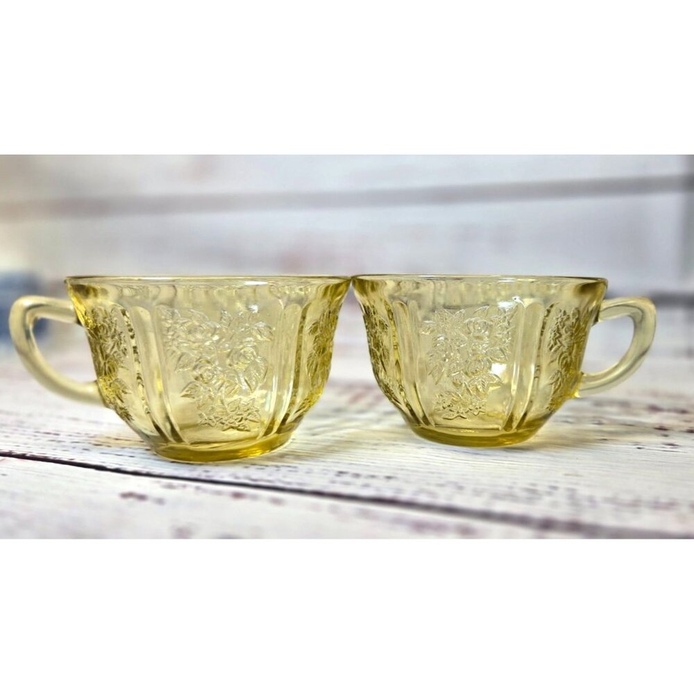 Vintage Depression Glass Federal Glass Amber Sharon Cabbage Rose Tea glass 1920s